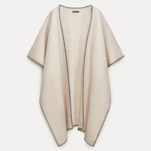 ZARA WOOL BLEND SEAM DETAIL CAPE